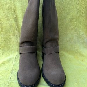 Nine West Sand Suede Saddle Boots